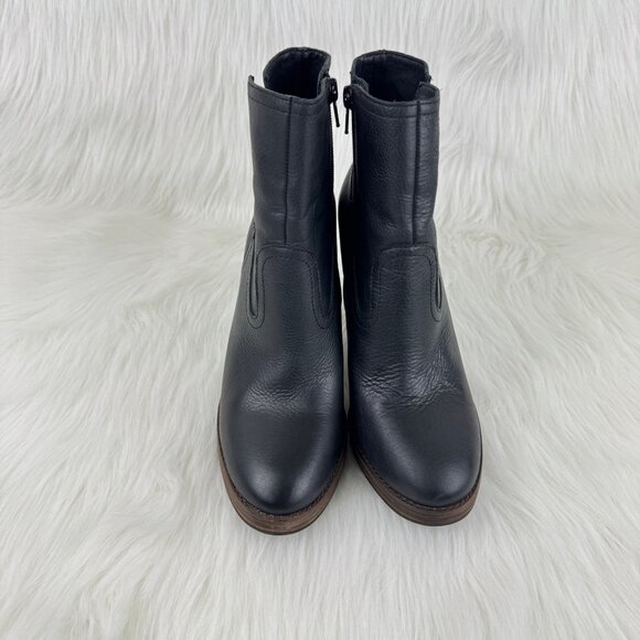 Wmns Lucky Brand Quintei Leather Zipper Western Ankle Boots Booties Sz 8.5M Blk - Picture 11 of 13